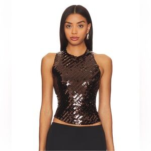 NWT Free People Disco Fever Sequin Tank in Black Combo Size XL
